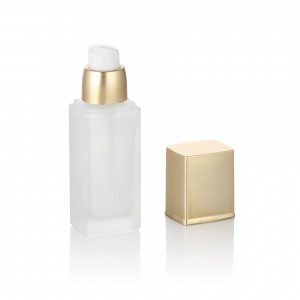 20ml 30ml 40ml empty square clear frosted gold pump liquid foundation packaging glass bottle