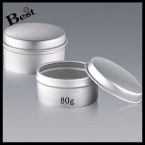 silver aluminum jar with cap for face cream 80g