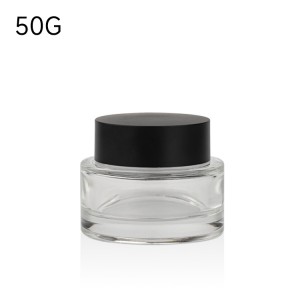 50g skincare cosmetic lotion glass jar with black lid