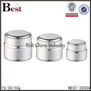 silver aluminum jar with white glass inner jar 15/30/50g