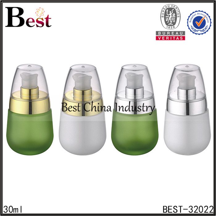 Wholesale Discount
 green and white and frosted pump glass bottle 30ml Factory in Pakistan