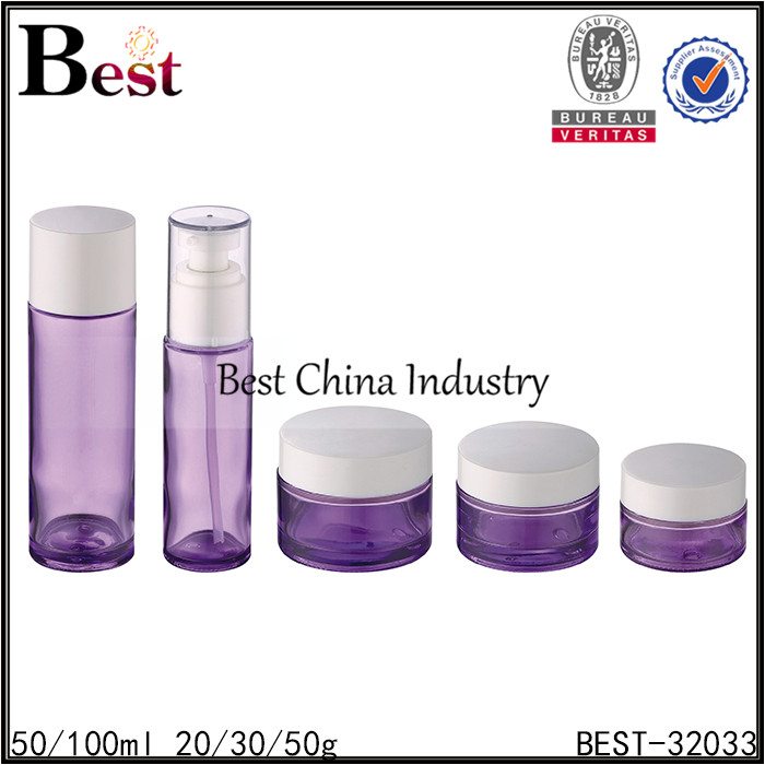 Rapid Delivery for
 purple color set glass bottle and jar with cap 50/100ml, 20/30/50g Supply to Croatia