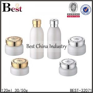 white color glass bottle and jar 120ml,30/50g