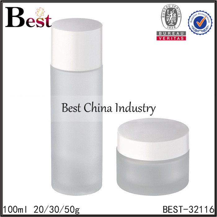 Hot sale Factory
 frosted glass bottle and jar 100ml,20/30/50g in India