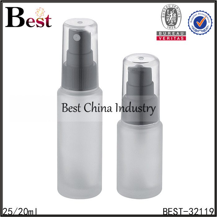 Factory wholesale
 frosted glass bottle with sprayer and pump 25/20ml Supply to Cologne