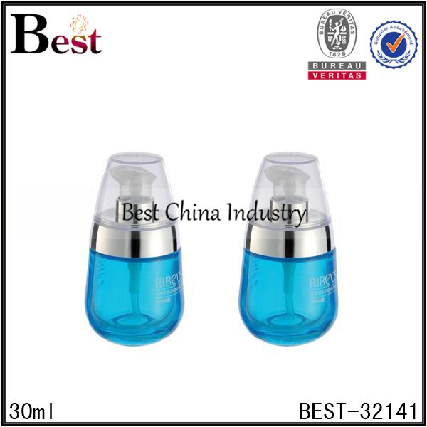 13 Years manufacturer
 blue color blue color glass bottle with pump 30ml Factory in United Arab Emirates
