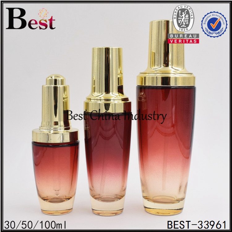 Factory directly sale
 red color glass bottle 30/50/100ml in Kazakhstan