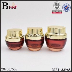 red cream glass jar with gold cap 20/30/50g