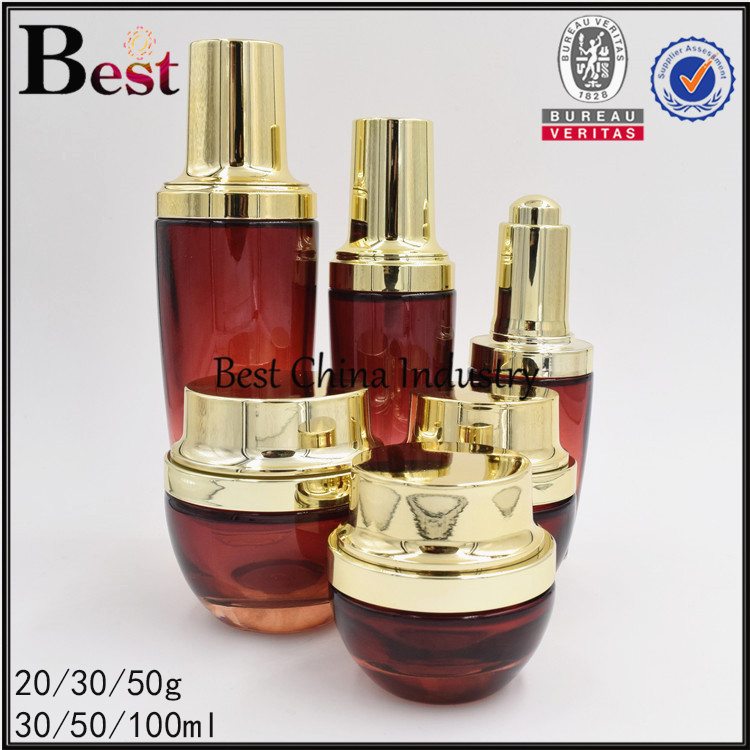 High reputation for
 red glass bottle and jar 20/30/50g, 30/50/100ml Factory for Paraguay