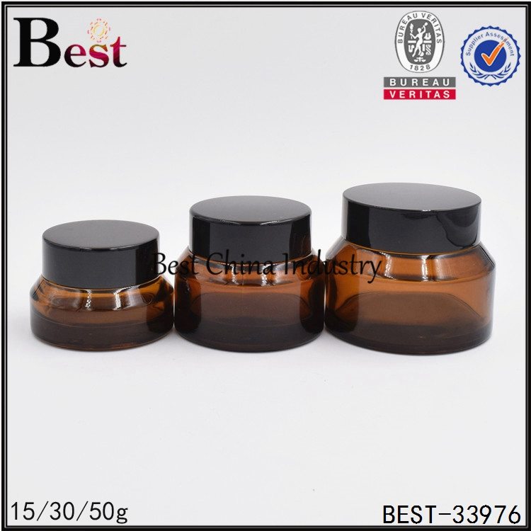 9 Years manufacturer
 amber glass jar black cap 15/30/50g Korea