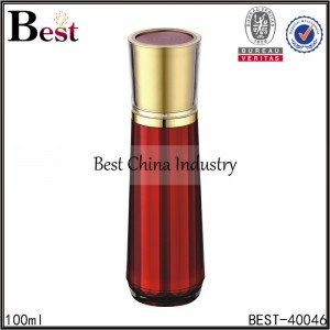 red acrylic bottle with gold pump 100ml