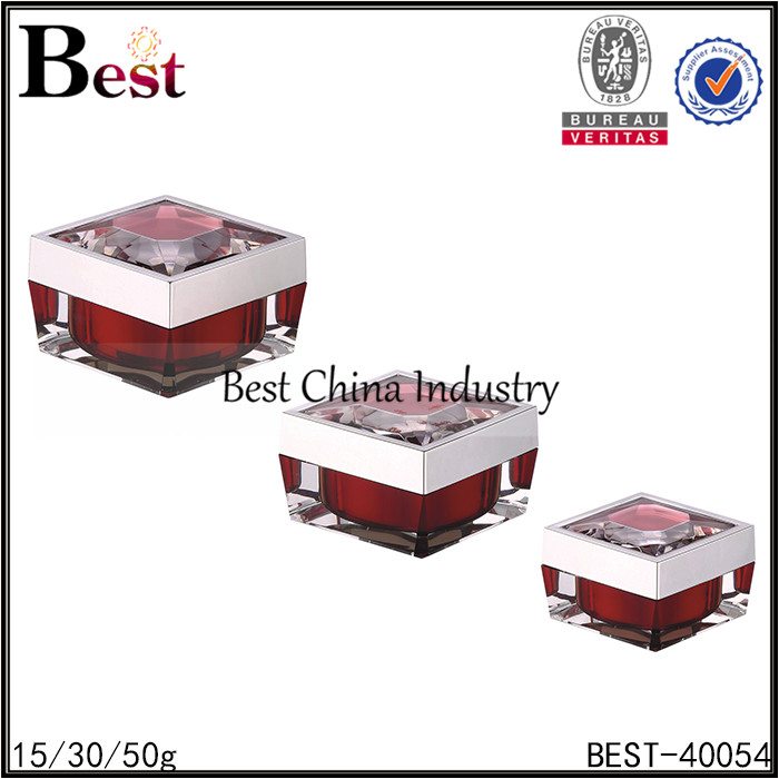10 Years manufacturer
 square red acrylic jar 15/30/50g Factory for Lebanon