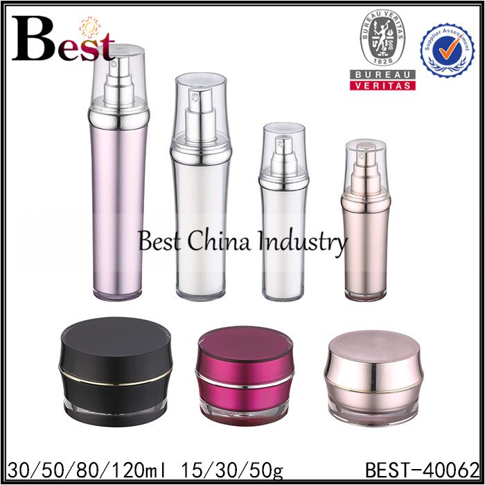 Discount wholesale
 colored acrylic pump bottle and colored acrylic jar 30/50/80/120ml, 15/30/50g Factory for Chad
