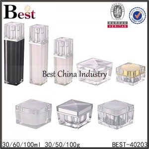 Wholesale Dealers of
 square acrylic bottle pump bottle 30/60/100ml and square acrylic jar 30/50/100g Factory from Asia