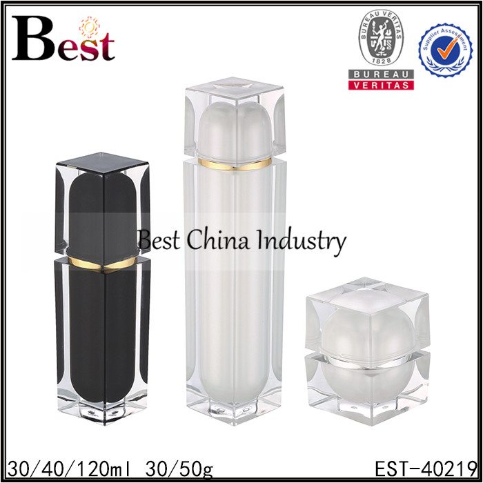 2016 Latest Design 
 black /white acrylic lotion bottle and jar 30/40/120ml,30/50g Factory from Korea