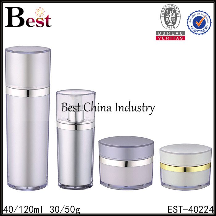 Popular Design for
 eye shape pearl white acrylic cream jar 30/50g, bottle 40/120ml America