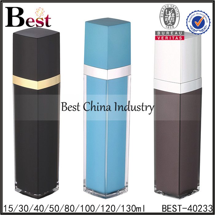 China Factory for
 black/green/white square shape acrylic bottle 15/30/40/50/100/120/130ml Casablanca
