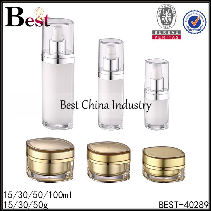 15 Years Factory
 eye shape gold acrylic jar 15/30/50g, eye shape white acrylic bottle 15/30/50ml in Barbados