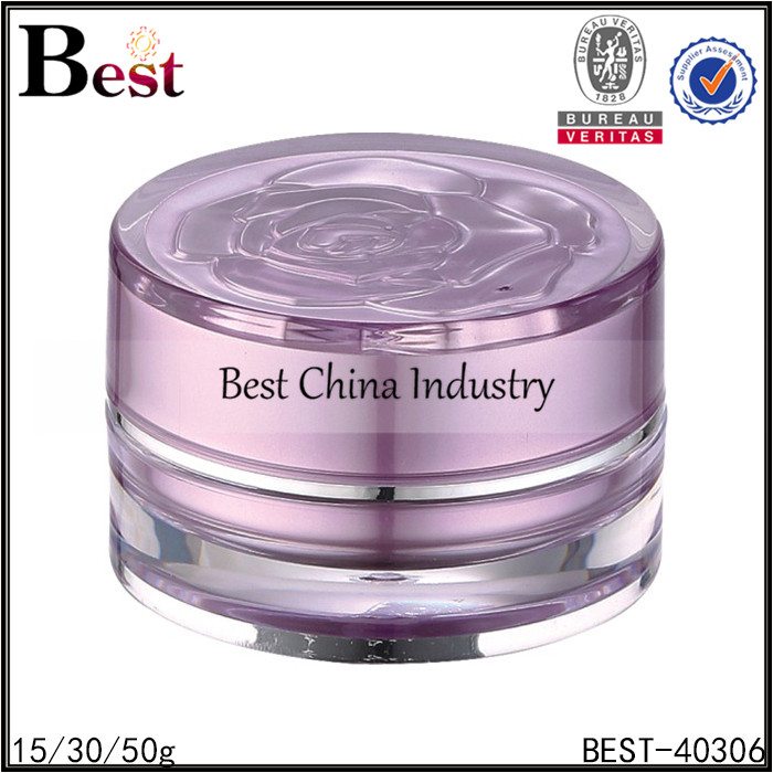 OEM manufacturer custom
 purple color flower cap acrylic jar 15/30/50g Factory for Portugal