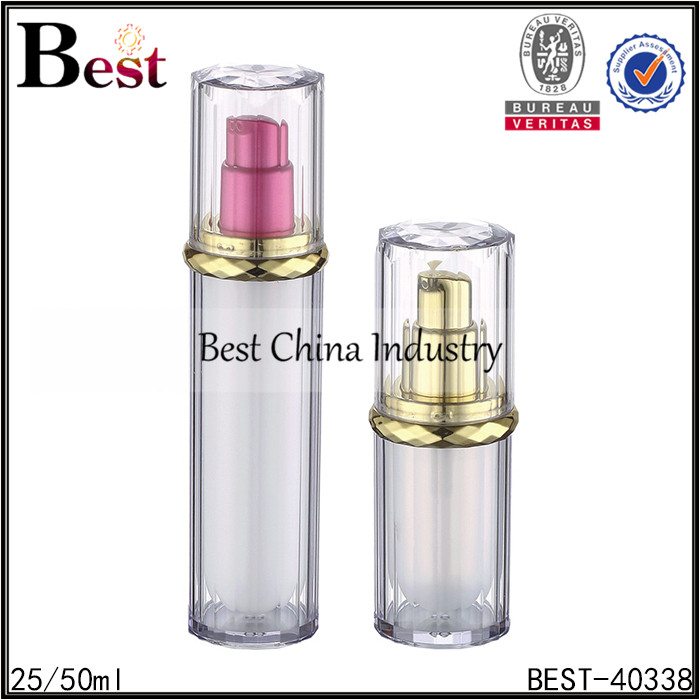 Special Design for
 frosted acrylic bottle with colorful pump, clear lid 25/50ml Factory in Cambodia