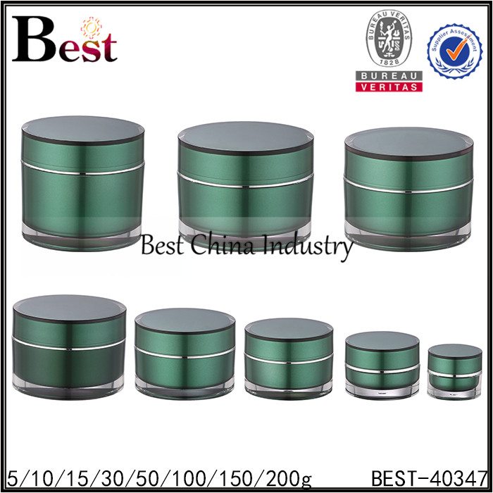 Chinese wholesale
 varies size green acrylic cream jar 5/10/15/30/50/100/150/200g Supply to Cologne