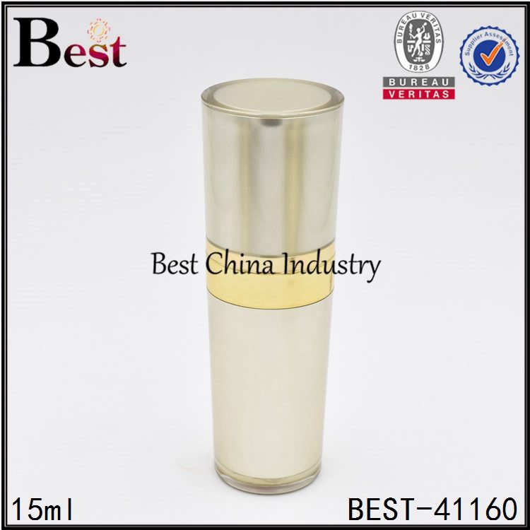Cheapest Price 
 top wide bottom slim gold acrylic lotion bottle 15ml Wholesale to Roman