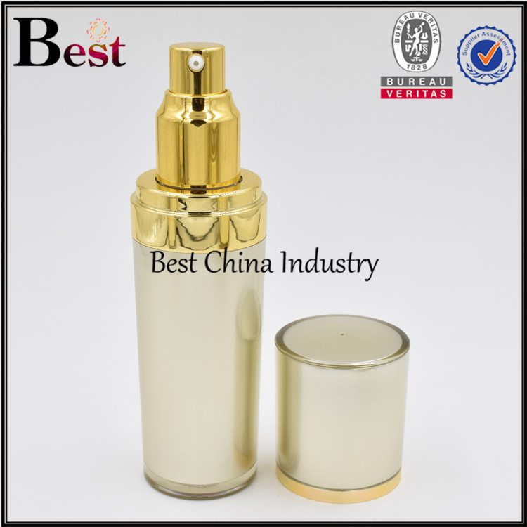 Manufacturer for
 top wide, bottom slim gold acrylic lotion bottle 30ml in Israel
