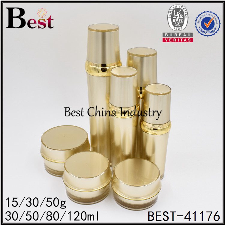 Special Design for
 gold acrylic lotion bottle 30/50/80/120ml, acrylic cream jar 15/30/50g Factory for Brazil