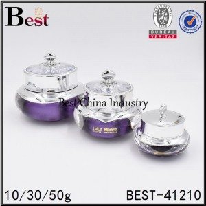 round purple acrylic cream jar with beautiful acrylic cap 10/30/50g