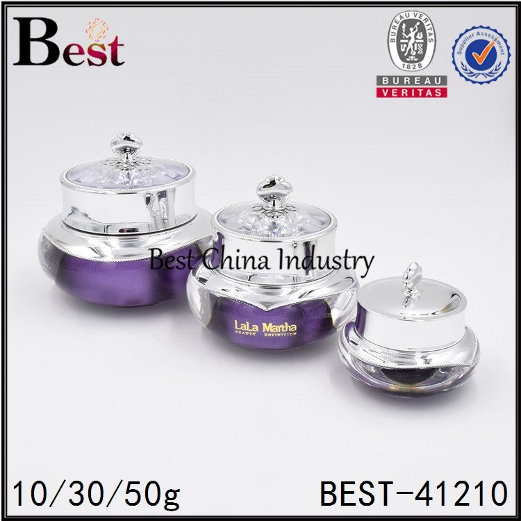 Well-designed
 round purple acrylic cream jar with beautiful acrylic cap 10/30/50g Japan