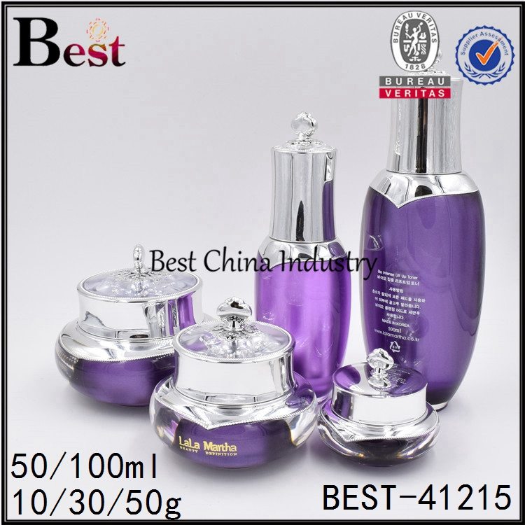 15 Years Factory wholesale
 purple color acrylic bottle 50/100ml, acrylic jar 10/30/50g Supply to Ireland
