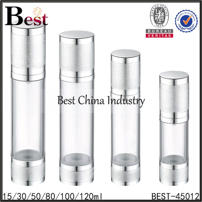 21 Years Factory
 clear airless pump bottle with frosted silver cap,bottom 15/30/50/80/100/120ml in Florida