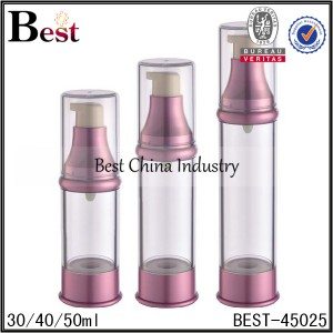 clear airless lotion pump bottle with red top and bottom 30/40/50ml