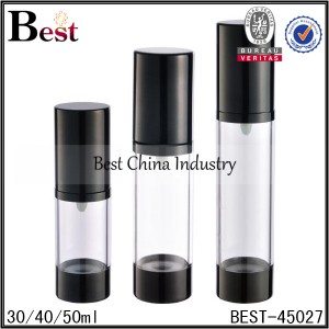 6 Years Factory
 clear airless lotion pump bottle with black top and bottom 30/40/50ml Factory for Vietnam