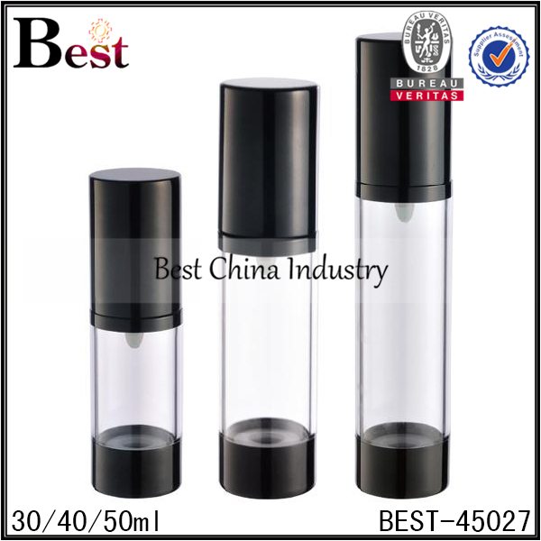 factory wholesale good quality
 clear airless lotion pump bottle with black top and bottom 30/40/50ml Supply to Albania