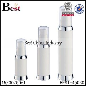 white PP airless lotion pump bottle 15ml, 30ml, 50ml