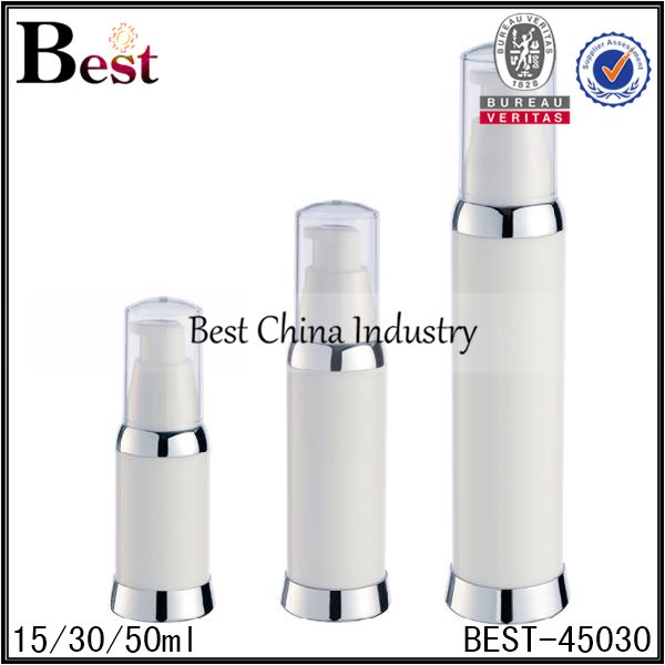 12 Years Manufacturer
 white PP airless lotion pump bottle 15ml, 30ml, 50ml Manufacturer in Plymouth