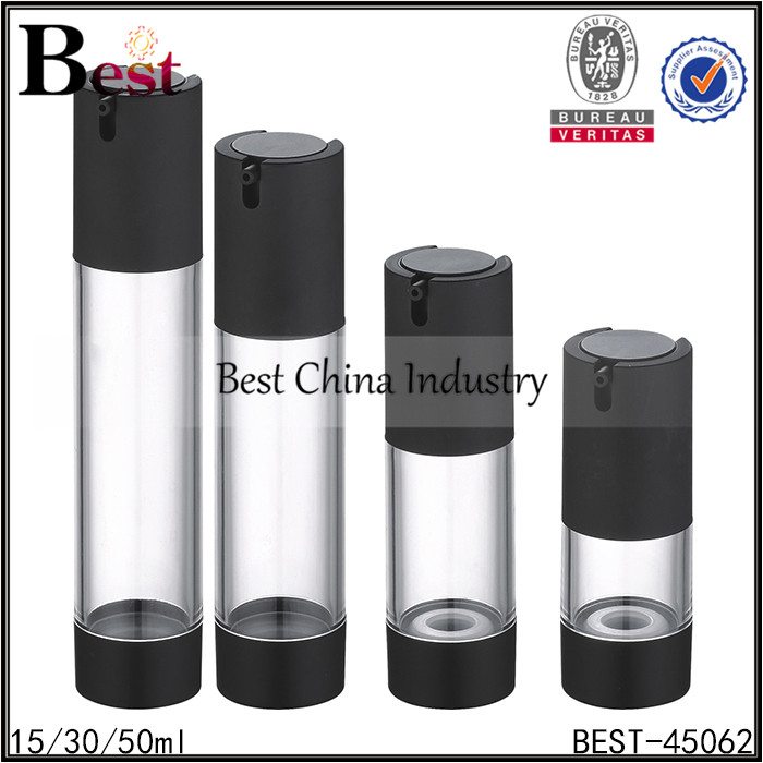 High quality factory
 clear airless lotion pump with black top and bottom 15/30/50ml Supply to Jamaica