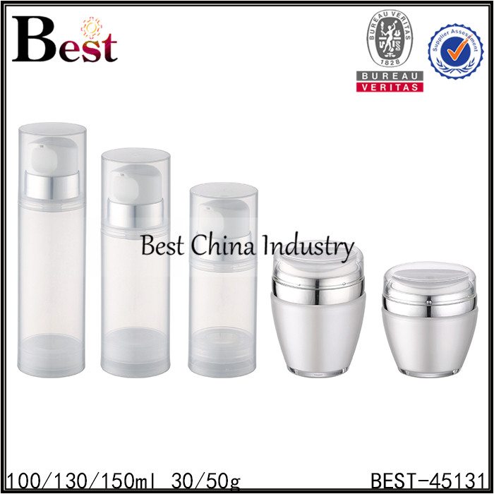 15 Years Factory wholesale
 pearl white airless jar 30/50g, frosted airless bottle 100/130/150ml  Manufacturer in Greece