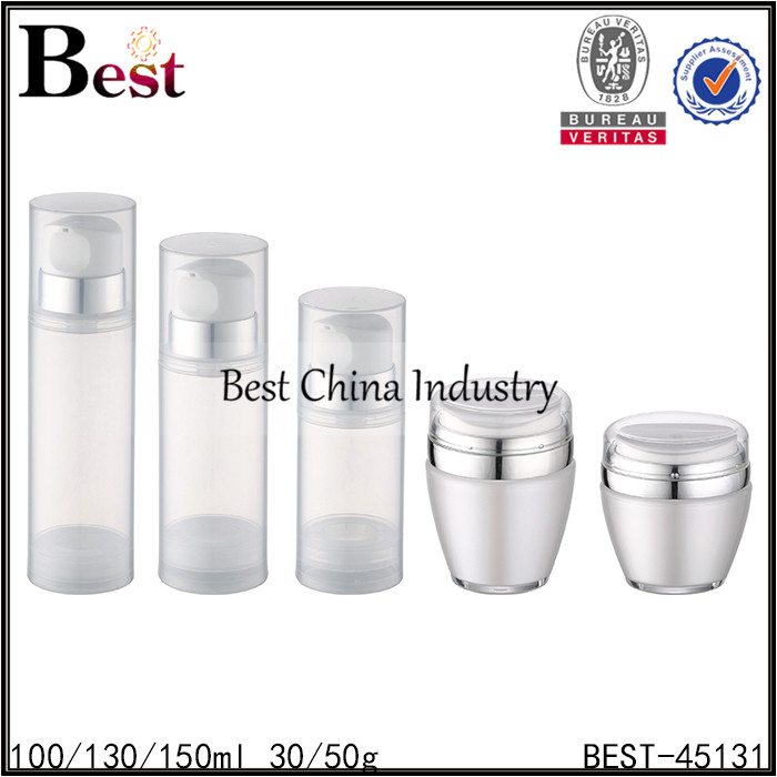 Big Discount
 pearl white airless jar 30/50g, frosted airless bottle 100/130/150ml  Factory from Macedonia