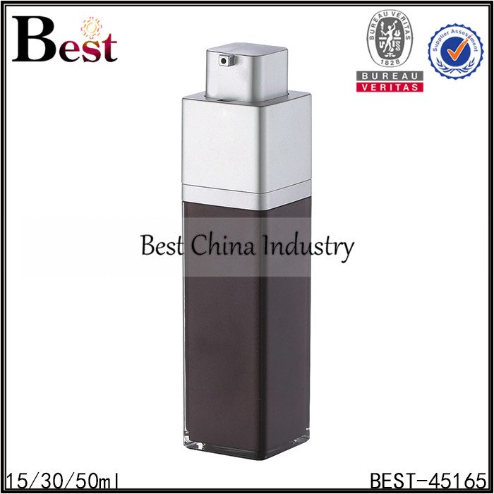 square shape press pump lotion acrylic airless bottle 15/30/50ml