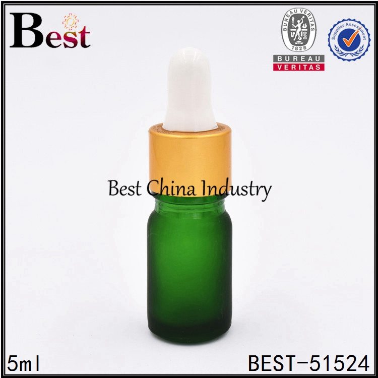 Cheap PriceList for
 frosted green glass essential oil bottle with matt gold aluminum dropper 5ml  Manufacturer in Nepal