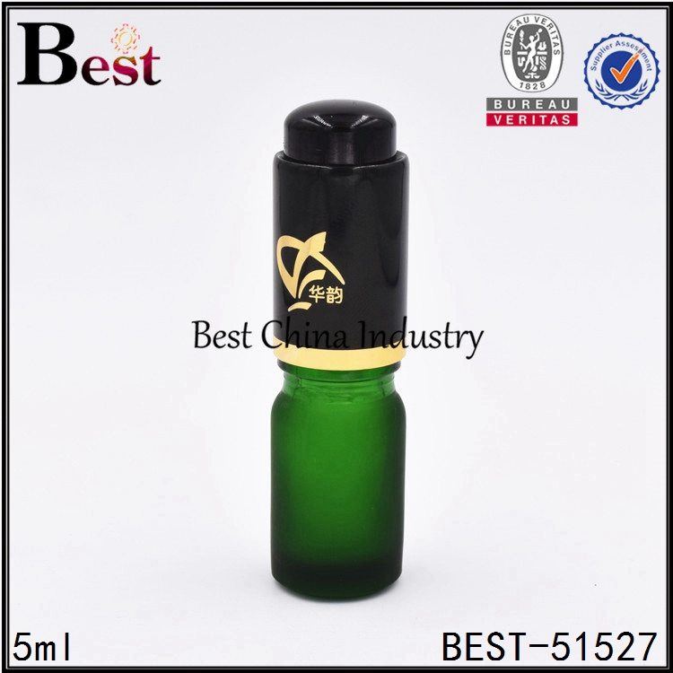 12 Years Factory
 mini small matte green glass dropper bottle with press pump dropper cap 5ml 10ml 15ml 30ml Wholesale to Dominica