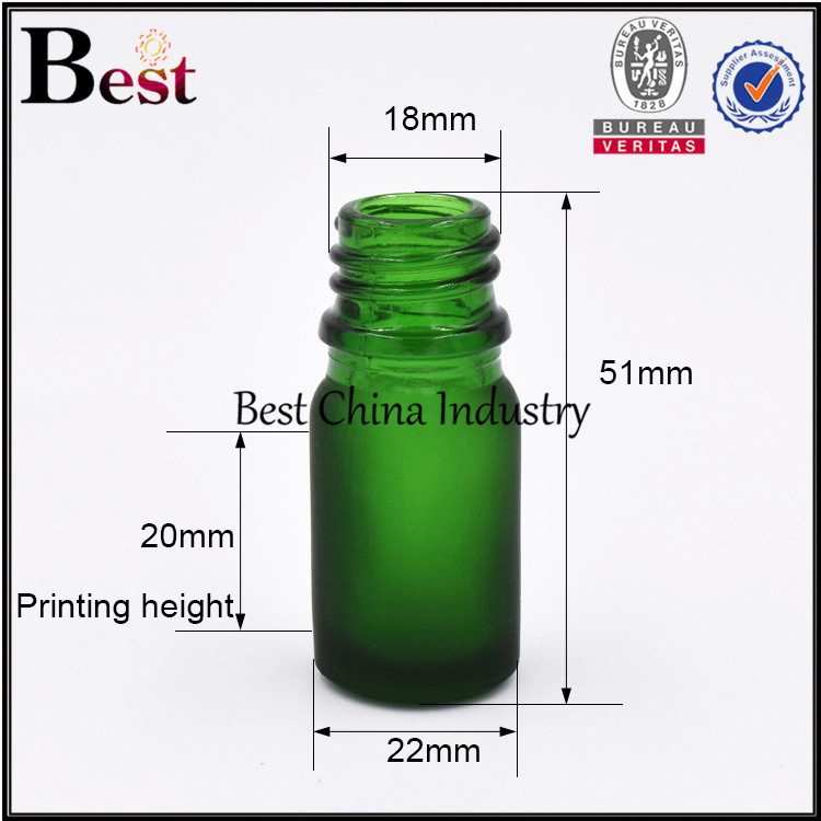 mini matte green glass dropper bottle for cosmetic sample 5ml