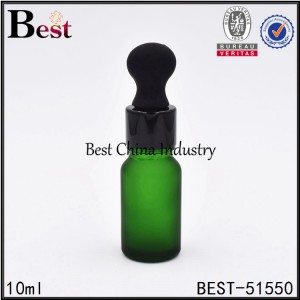 matte green color cosmetic green glass dropper bottle sample 10ml