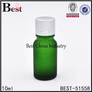 cosmetic matte green color glass bottle with aluminum cap for sell 10ml