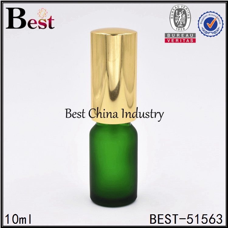 2016 High quality
 cosmetic green color glass bottle with gold sprayer top 5ml 10ml Factory from Montpellier