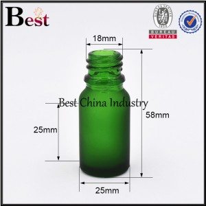 Mini botella de aceite esencial de vidrio verde cosmético con 10 ml gotero aluminio