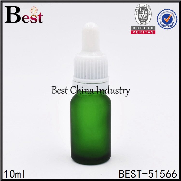 2016 Super Lowest Price
 matte green color cosmetic glass bottle with dropper 10ml in Luxemburg