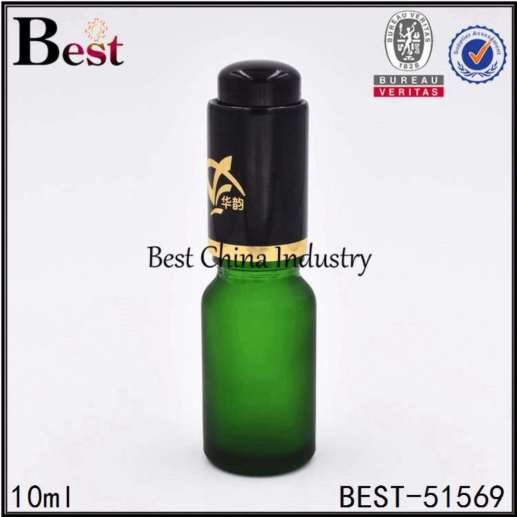 China Manufacturer for
 frosted matte green color cosmetic glass bottle with press dropper cap 10ml 30ml Factory from Berlin